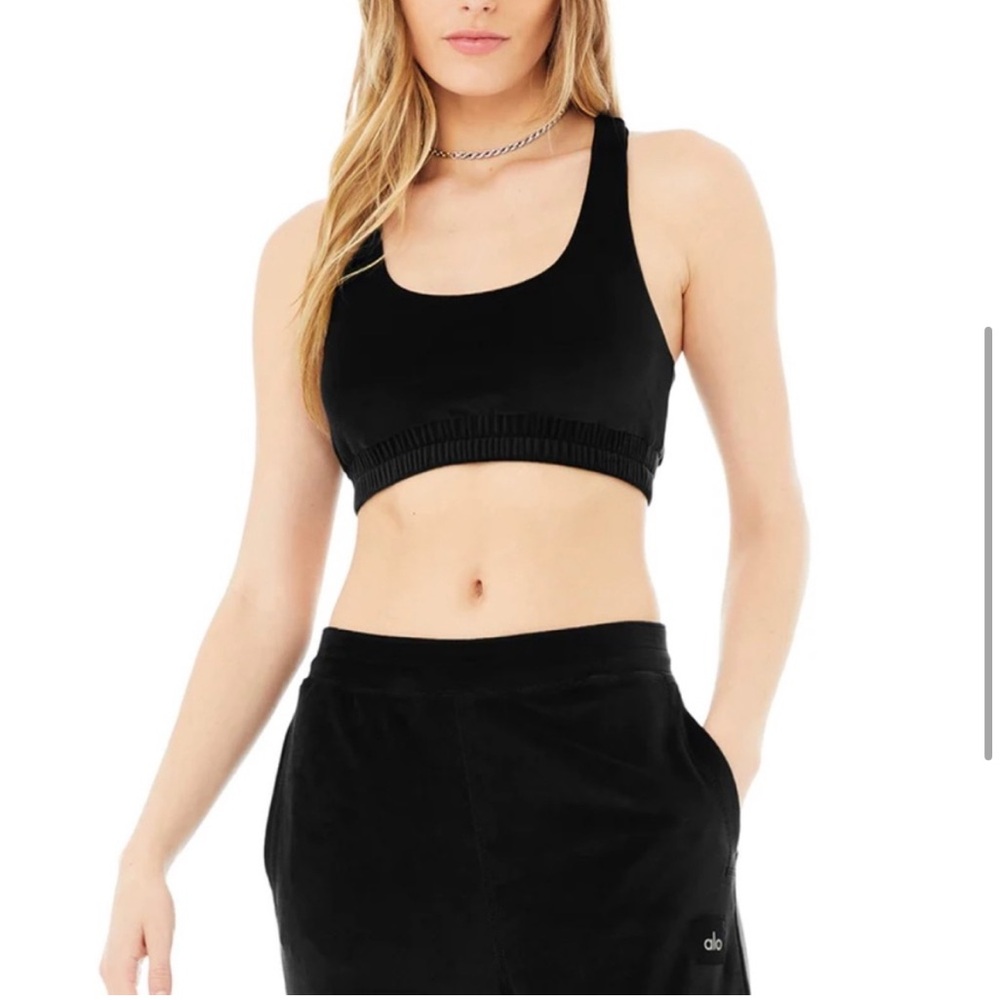 FINAL PRICE Alo Yoga Black Velour Wide Leg Glimmer Set